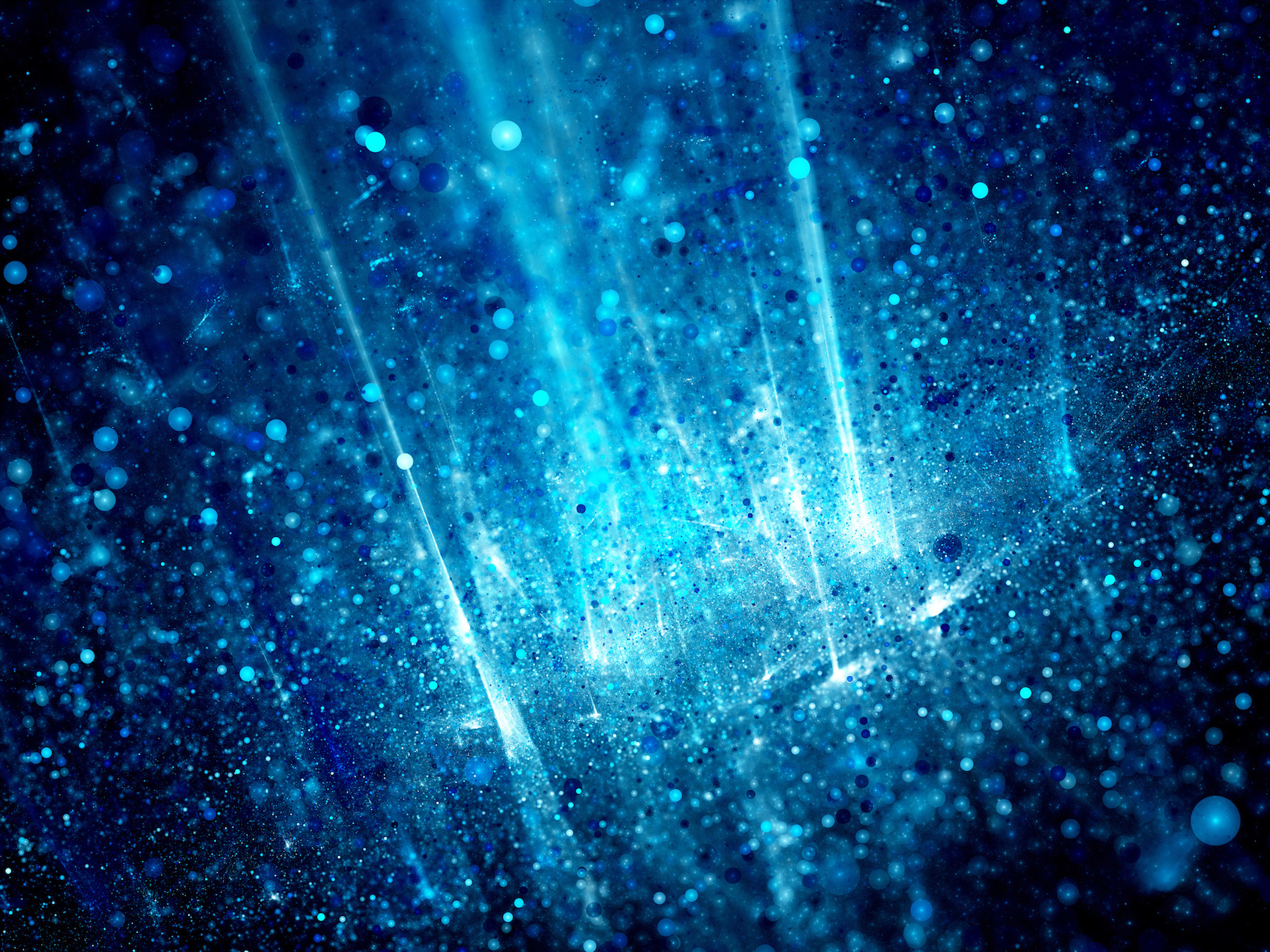 Blue glowing big data, particles and rays, computer generated abstract background