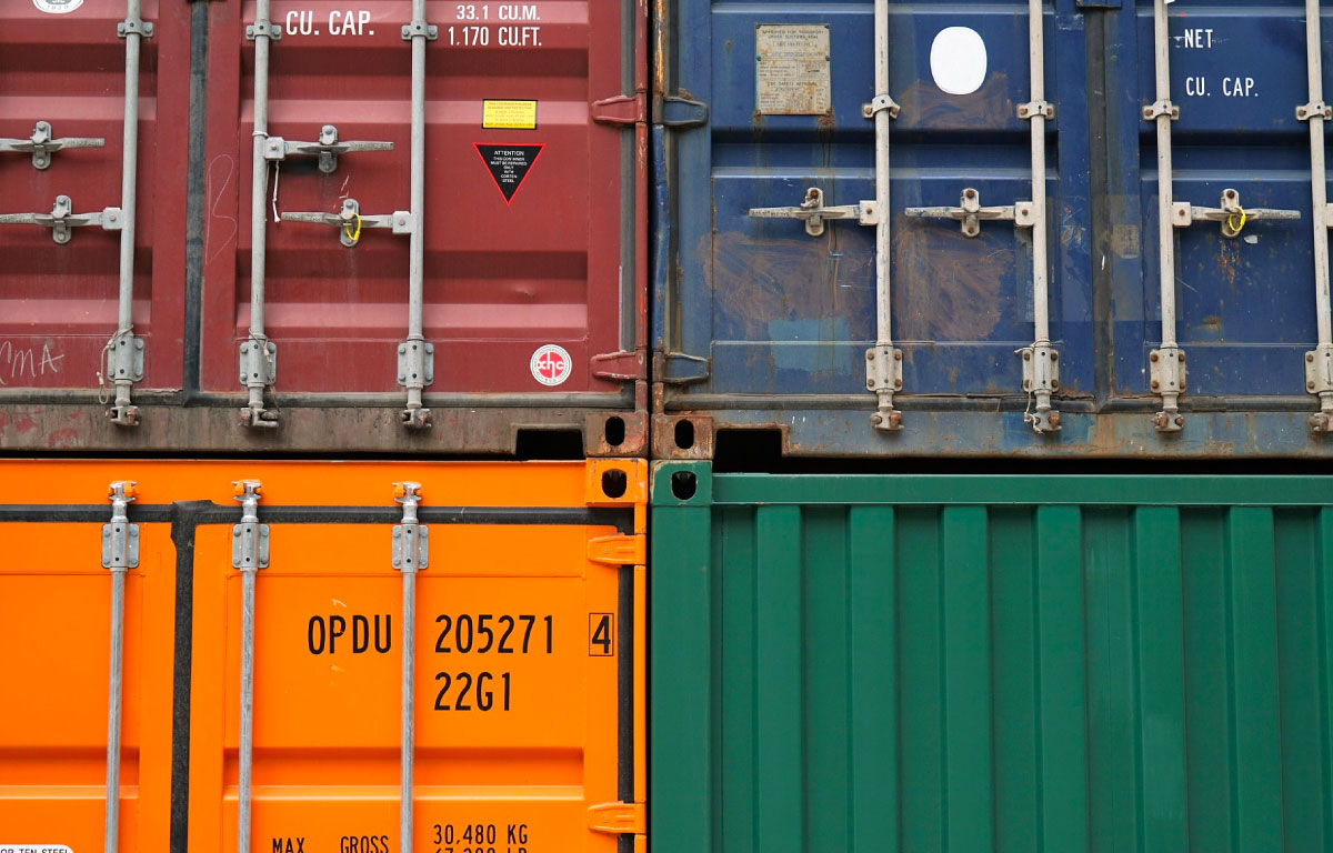 Shipping containers closeup